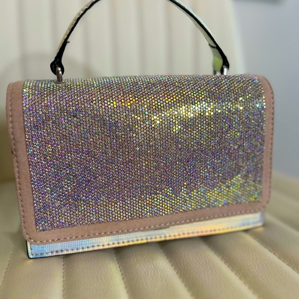 Aldo iridescent lilac Glitter Clutch with Handle*NWT